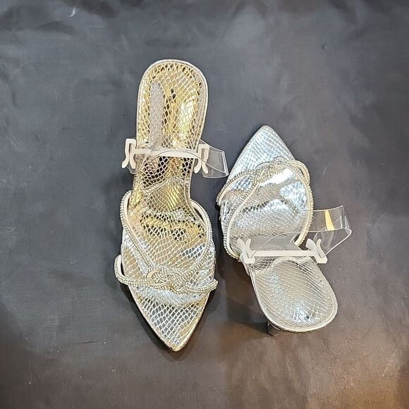BRAND NEW POINTED TOE HIGH HEEL STILETTO CLEAR  RHINESTONE STRAP SANDAL G1 - Picture 4 of 16